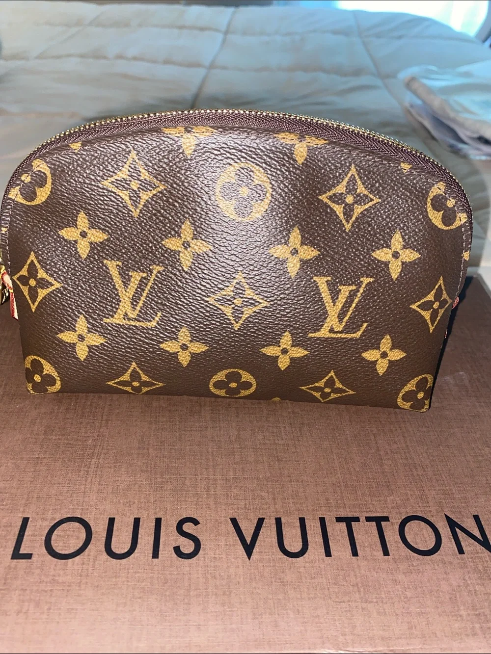Louis Vuitton Monogram Pattern Cosmetic Case - Brown & Gold Accents